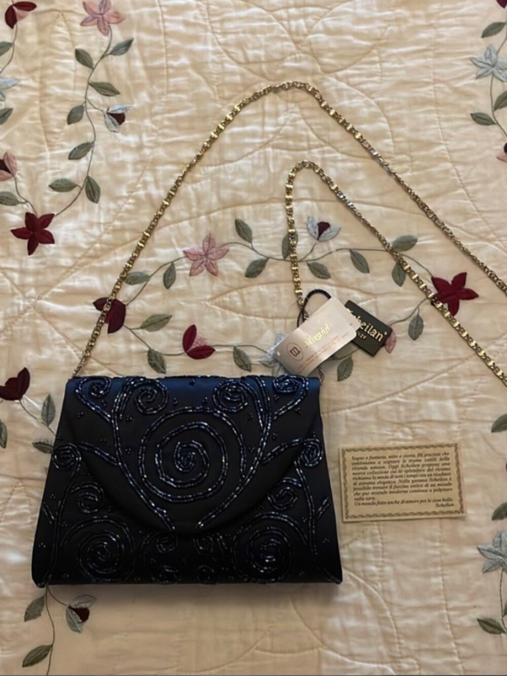 Original Scheilan Firenze beaded evening purse, navy color